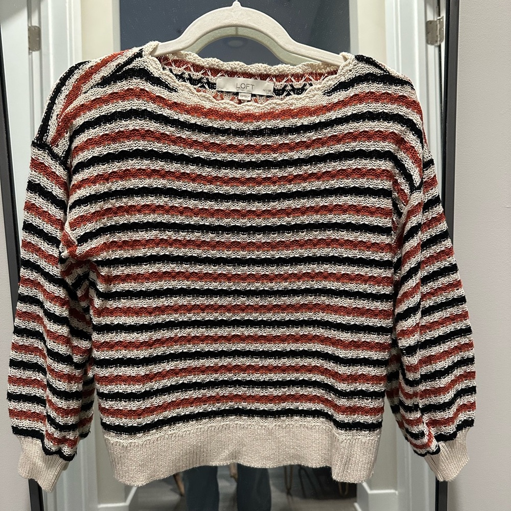 LOFT Women's Multicolor Woven Striped Sweater